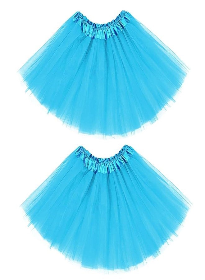 Zando 2 Pack Light Blue Tutu Girls Blue Tutu for Toddler Girls Kids 4 Layers 2-8 Years Halloween Princess Puffy Tulle Elastic Waist Dance Skirt Birthday Party Affordable Soft - Image 1